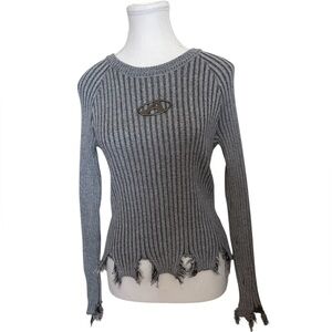 SHEIN NWT Gray Ribbed Knit Top